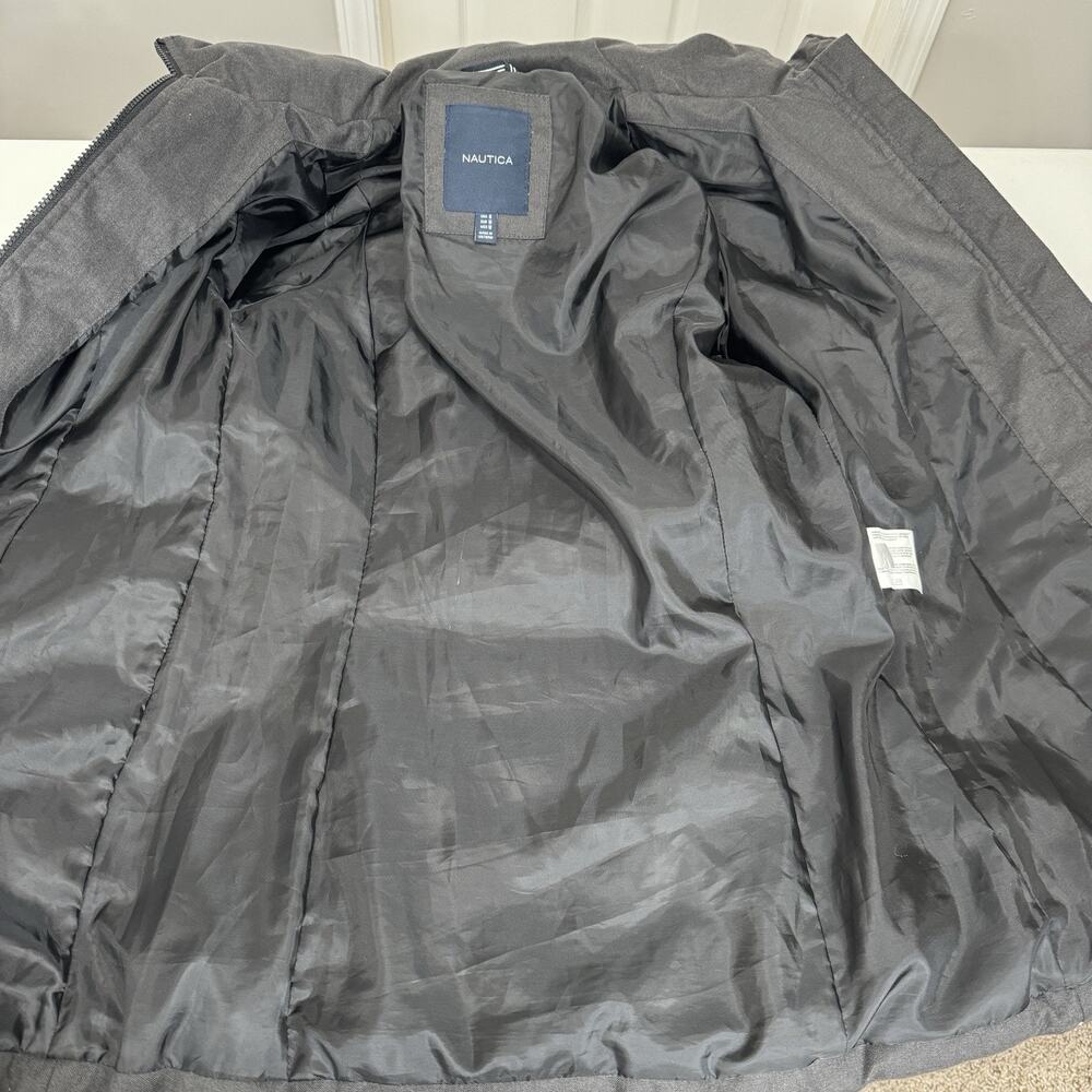 Nautica Womens Jacket Small Gray Quilted Puffer Hooded Packable Long Warm Snow - Picture 13 of 15